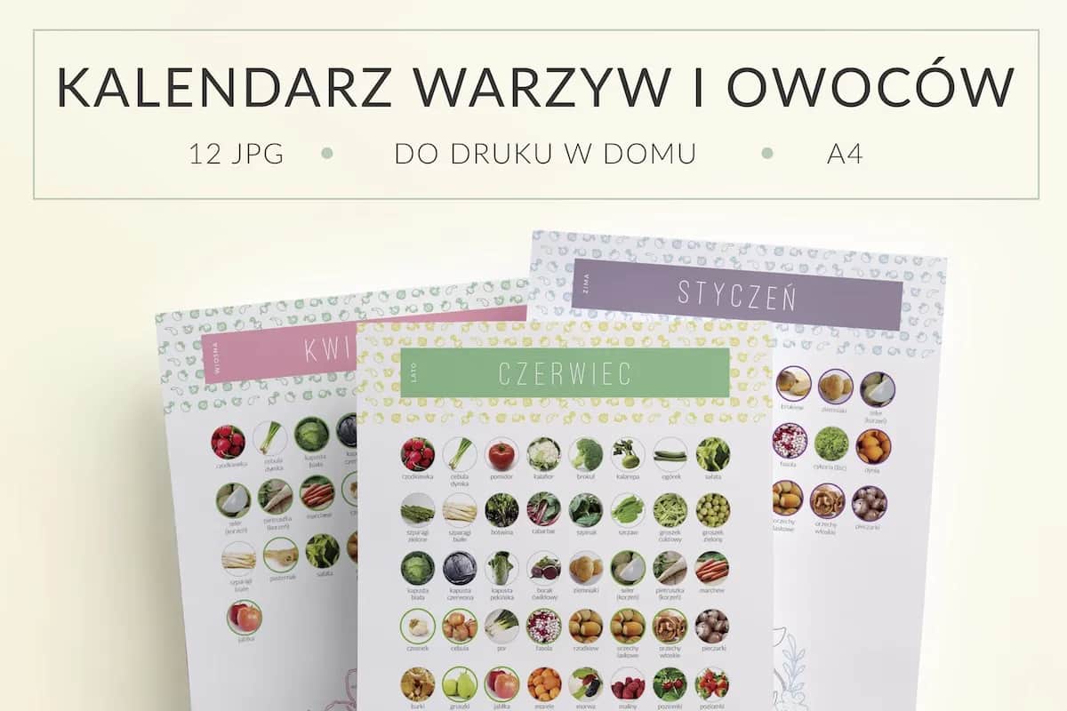 Tabele kaloryczne PDF - do druku, owoce i warzywa